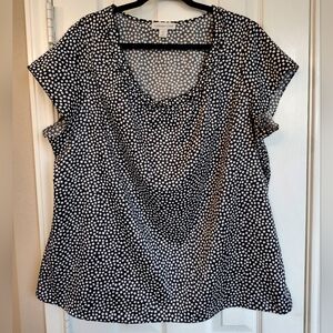 Coldwater Creek Black & White Dot Scoop Neck Top